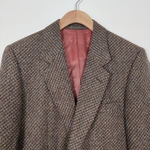 Bay Club Men's 100% Wool Blazer Jacket Sports Coat in Brown Orange Quiet Luxury